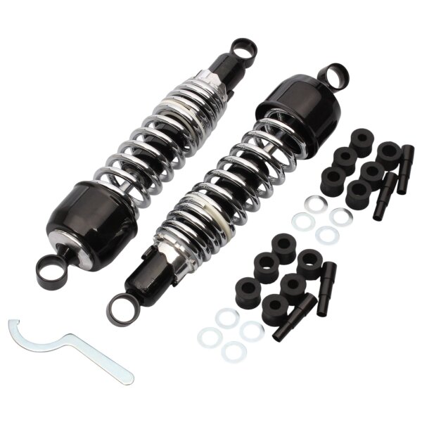 Adjustable chrome/black shock absorber pair for Kawasaki Z 650 B # 1977-1980