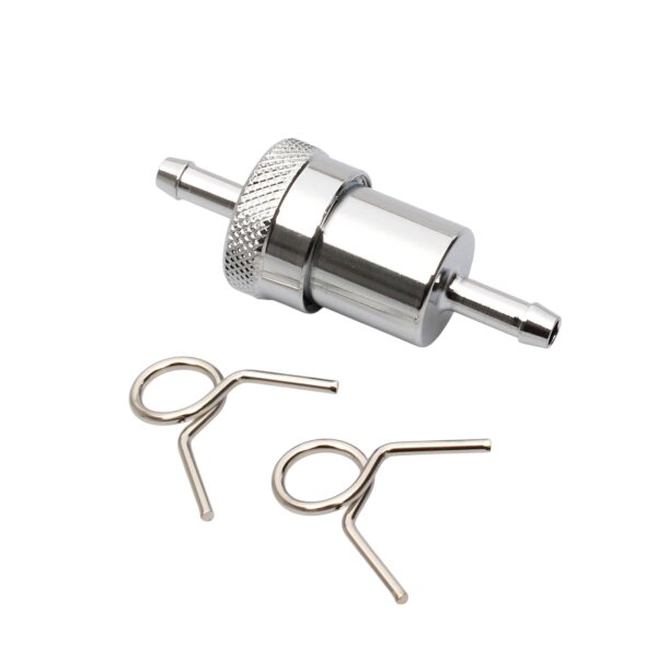 Benzinfilter Kraftstofffilter Chrom Metall 6 mm