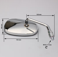 Mirror pair chrome for Kawasaki VN 900 Classic B /C # 56001-0282 56001-0283