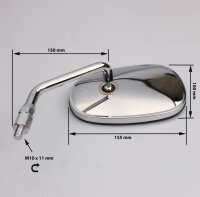 Mirror pair chrome for Kawasaki VN 900 Classic B /C # 56001-0282 56001-0283