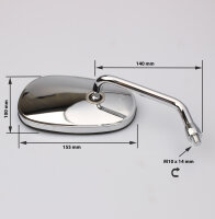 Coppia di specchi cromati per Kawasaki VN 1700 2000 04-10 56001-0033 56001-0032