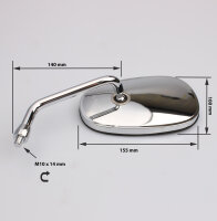 Coppia di specchi cromati per Kawasaki VN 1700 2000 04-10 56001-0033 56001-0032