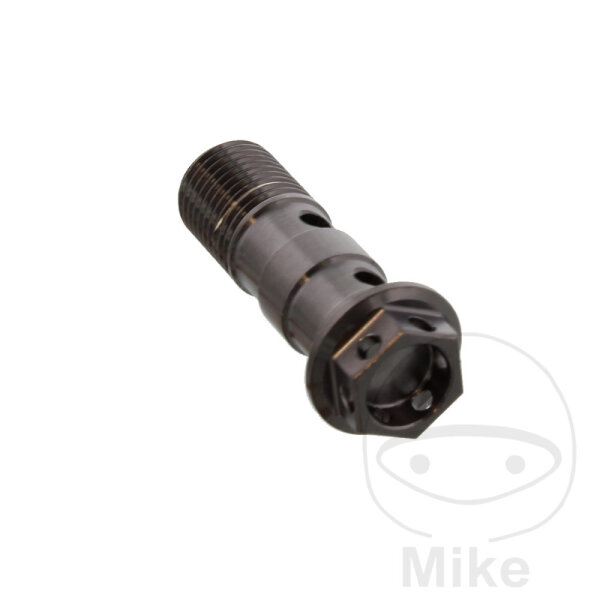 Banjo bolt double M10x1,00 stainless steel black for Ducati 1098 1198 Suzuki GSF 600 1200 GSX 600 750 SV 650