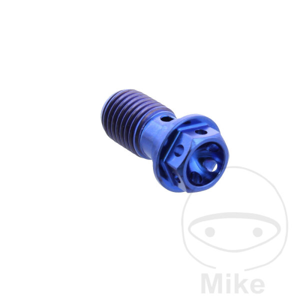 Banjo bolt single M10x1,25 Titan Racing azul para Ducati Honda Kawasaki Suzuki Triumph Yamaha