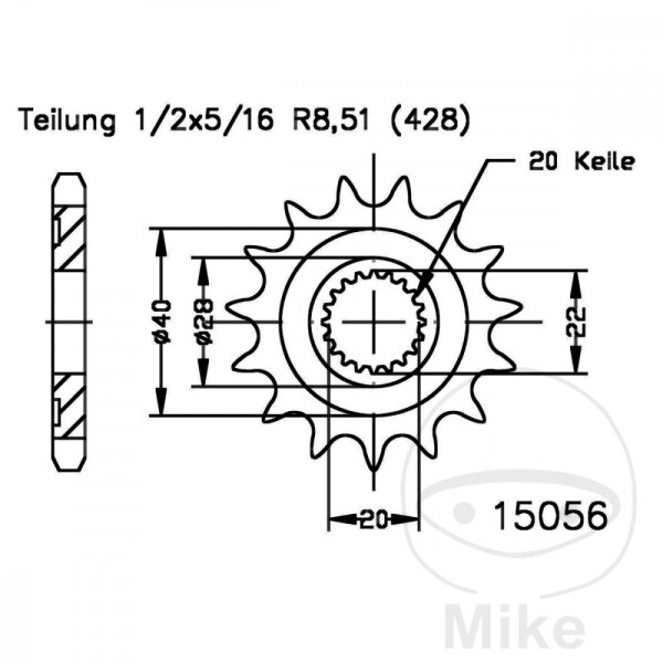 Pignone 14 Denti Divisione 428 per Generic TR 125 SM ie KSR-Moto TR 125