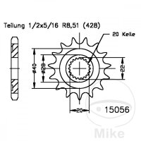 Ritzel 14 Z&auml;hne Teilung 428 f&uuml;r Generic TR 125...