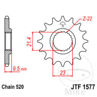 Ritzel 15 Z&auml;hne Teilung 520 f&uuml;r Yamaha XT 600 EH