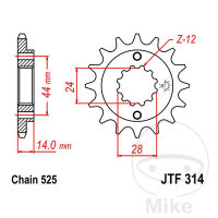 Ritzel 16 Z&auml;hne Teilung 525 f&uuml;r Honda XRV 750...