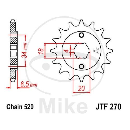 Pignone 12 Denti Divisione 520 per Honda CB 250 CMX 250 Yamaha YFM 90 R
