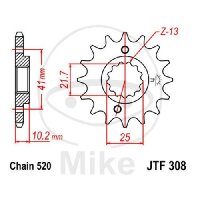 Ritzel 16 Z&auml;hne Teilung 520 f&uuml;r Honda FMX 650...