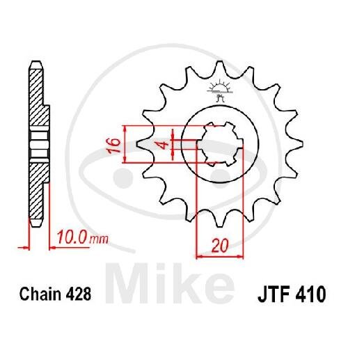 Pinion 16 Tooth Pitch 428 for Suzuki GZ 125 Marauder VL 125 LC Intruder