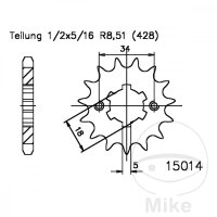 Ritzel 13 Z&auml;hne Teilung 428 f&uuml;r Honda CB 125 K...