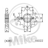 Ritzel 15 Z&auml;hne Teilung 428 f&uuml;r Hercules ZX 50...