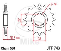 Pinion 14 Tooth Pitch 530 for Ducati Multistrada 1200...