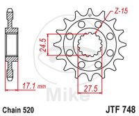 Ritzel 15 Z&auml;hne Teilung 520 f&uuml;r Ducati Panigale...