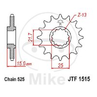 Ritzel 15 Z&auml;hne Teilung 525 f&uuml;r Kawasaki ZX-6R...