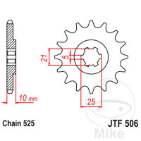 Ritzel 14 Z&auml;hne Teilung 525 f&uuml;r Kawasaki KH 250...