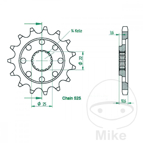 Pignone 15 Denti Divisione 525 per MV Agusta Brutale 910 1090 F4 1000 1078