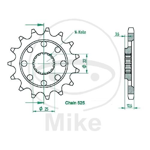 Pignone 14 Denti Divisione 525 per MV Agusta Brutale 910 1090 F4 1000 1078