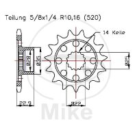 Ritzel 15 Z&auml;hne Teilung 520 f&uuml;r MV Agusta...