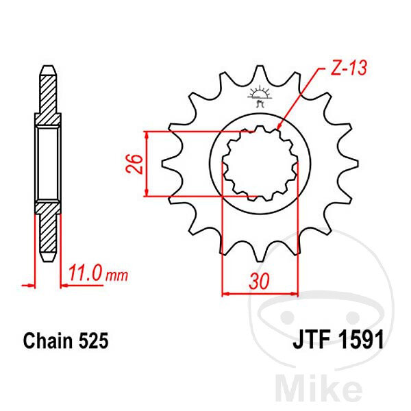 Pignon 15 Dents Division 525 pour Yamaha FZ8 800 MT-07 700 MT-09 850 900