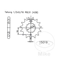 Pinion 16 Tooth Pitch 428 for MZ/MUZ RT 125 SM 125 Yamaha...