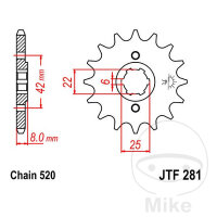 Ritzel 13 Z&auml;hne Teilung 520 f&uuml;r Honda CB 250 RS...
