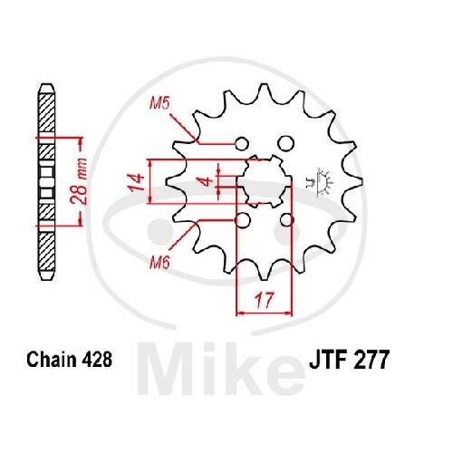 Pignone 14 Denti Divisione 428 per Derbi Senda 125 Honda CRF 125 TRX 90