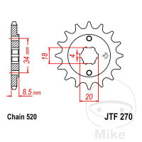 Pinion 14 Tooth Pitch 520 for Derbi DXR 200 Honda CB 250...
