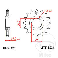 Ritzel 15 Z&auml;hne Teilung 525 f&uuml;r Kawasaki ZR 750...