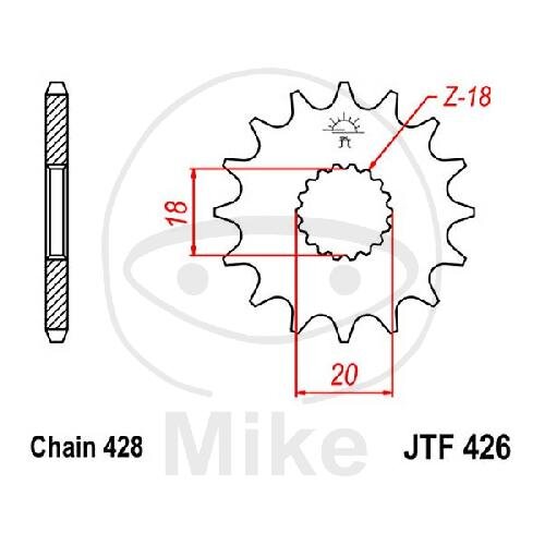 Pignone 14 Denti Divisione 428 per Kreidler Enduro 125  Suzuki GN 125 RM 125