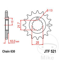 Ritzel 15 Z&auml;hne Teilung 630 f&uuml;r Kawasaki Z 900...