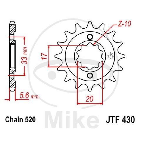 Pignone 15 Denti Divisione 520 per Kawasaki KX 250 F 4T Suzuki GSX 250 GT 250