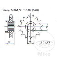 Ritzel 17 Z&auml;hne Teilung 520 f&uuml;r Aeon Cobra 125...