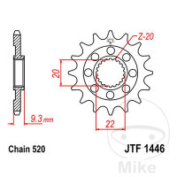 Ritzel 13 Z&auml;hne Teilung 520 f&uuml;r Kawsaki KX 250...