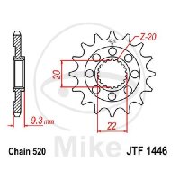 Ritzel 14 Z&auml;hne Teilung 520 f&uuml;r Kawasaki KX 250...