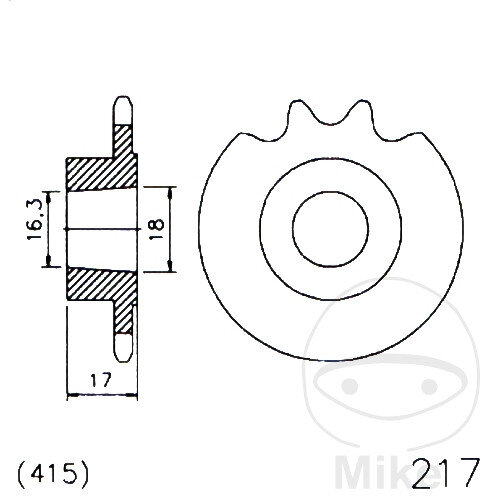 Pignon 11 Dents Division 415 pour Hercules KX-5 50