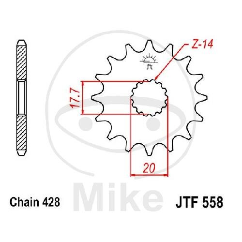 Pignon 15 Dents Division 428 pour Kawasaki Z 125 K Sachs ZX 125 Yamaha DT 125