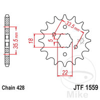 Ritzel 14 Z&auml;hne Teilung 428 f&uuml;r Yamaha TW 125 H...