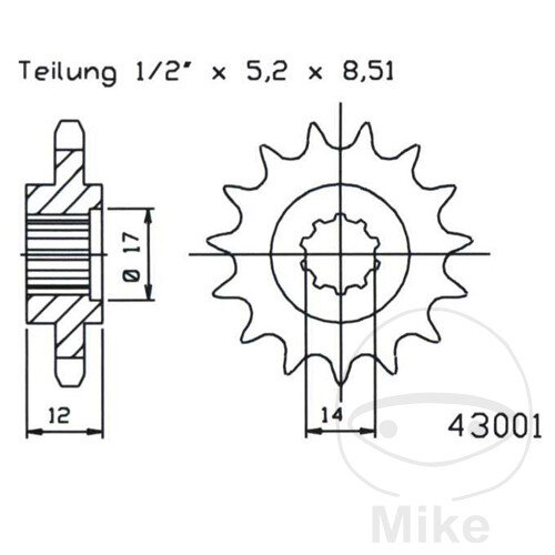Pinion 13 Tooth Pitch 420 for Gilera GSM 50