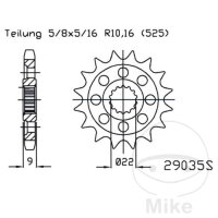 Pinion 16 Tooth Pitch 525 for Benelli TNT 899 1130...