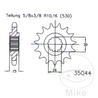 Ritzel 17 Z&auml;hne Teilung 530 f&uuml;r MZ/MUZ 1000...