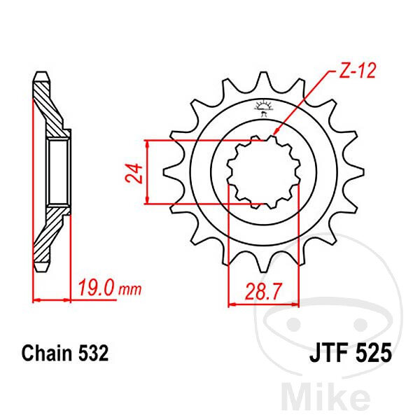 Pinion 17 Tooth Pitch 532 for Kawasaki ZX-10 1000 B Tomcat