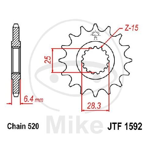Pinion 15 Tooth Pitch 520 for Yamaha YFM 700 YFZ 450 R