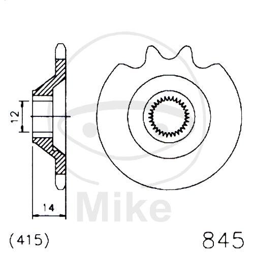 Pi&ntilde;&oacute;n 11 Dientes Divisi&oacute;n 415 para Z&uuml;ndapp C 50 Sport CS 25 CX 25 Hai 25 25 R 50