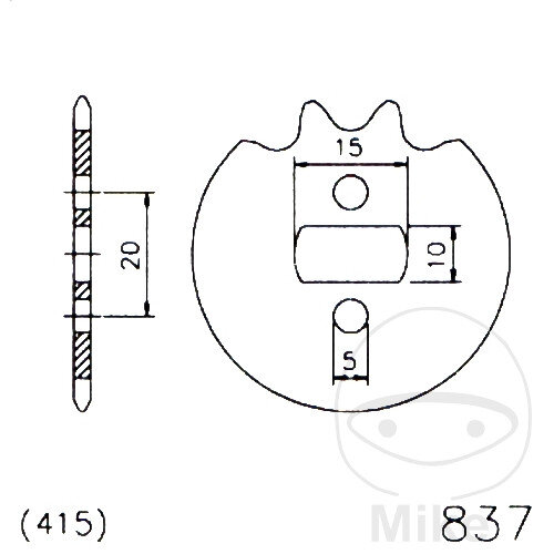 Pignon 11 Dents Division 415 pour Z&uuml;ndapp ZA 25 40 50 ZR 10 25 20 25 30 50