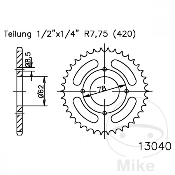 Sprocket  37 teeth pitch 420 black 062 / 078 for Kawasaki KFX 50 A KSF 2T