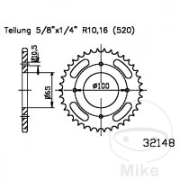 Sprocket  35 teeth pitch 520 black 065 / 100 for SYM Wolf...