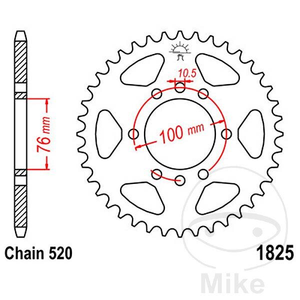 Pignone  46 denti passo 520 076 / 100 per Suzuki GSX-R 750 W VL 250 LC Intruder