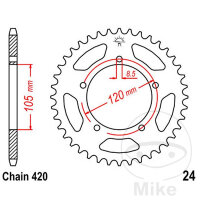 Pignon de cha&icirc;ne  50 dents pas 420 105 / 120 pour...